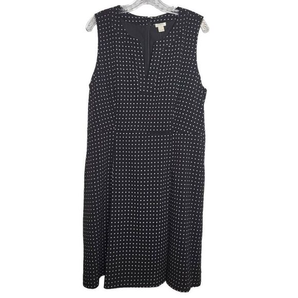 J.Crew Black Polka Dot Sleeveless Shift Mini Dress Size 16 - Picture 1 of 10